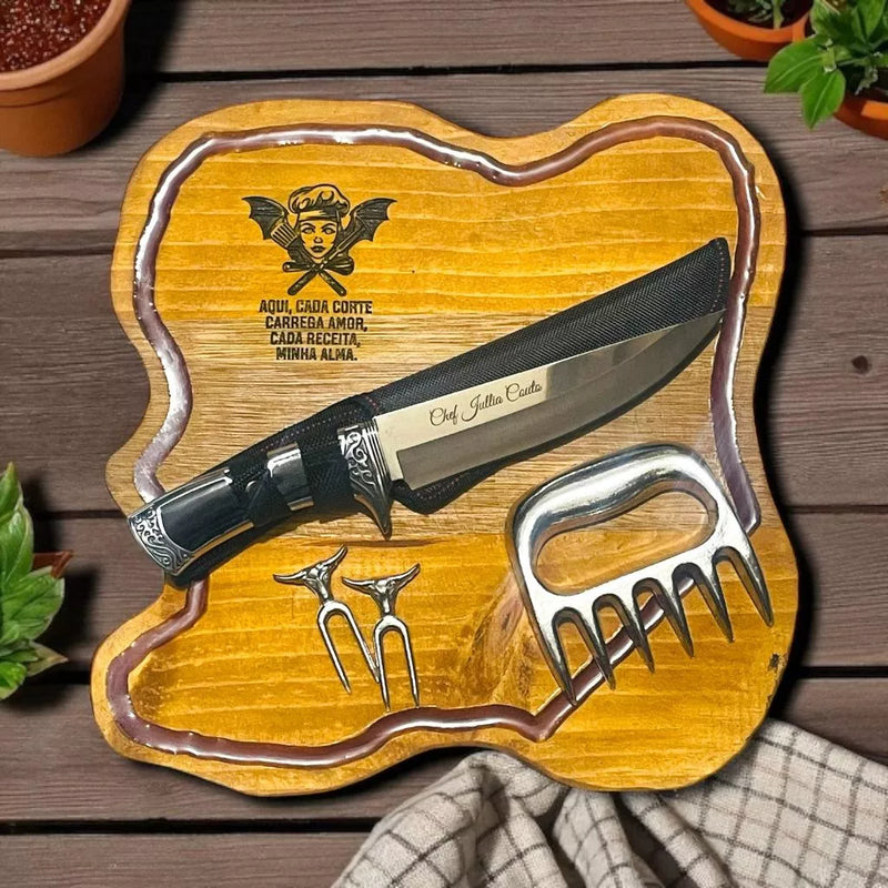 Kit Churrasco Premium Personalizado + Brindes Exclusivos — Ganhe Garra de Urso e 2 Pegadores de Carne!