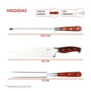 Kit Churrasco Premium Dia dos Pais – Faca, Garfo e Chaira em Aço Inoxidável com Cabo Steel