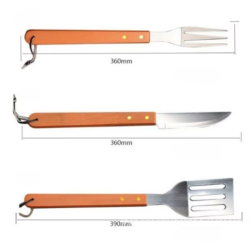 Kit Premium Churrasco 18 Peças em Aço Inoxidável com Estojo de Madeira – Elegância e Potência para Verdadeiros Mestres do Churras!