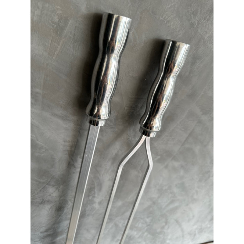 Kit 4 espetos de alumínio para churrasco duplo e simples