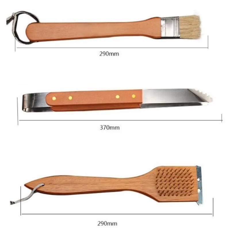 Kit Premium Churrasco 18 Peças em Aço Inoxidável com Estojo de Madeira – Elegância e Potência para Verdadeiros Mestres do Churras!