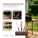 Kit Churrasco Premium Dia dos Pais – Faca, Garfo e Chaira em Aço Inoxidável com Cabo Steel