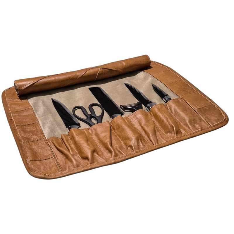 Case Porta Facas em Couro Legítimo – Proteja, Organize e Transporte suas Facas de Churrasco com Estilo