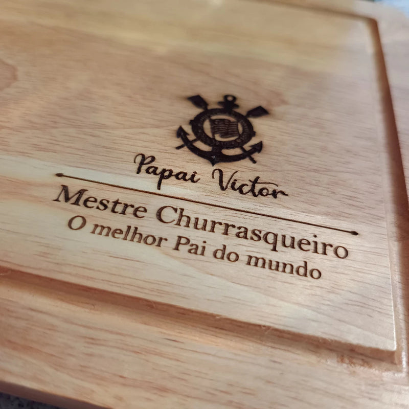 🎁 Kit Churrasco Premium 8 Peças Personalizado | Facas Inox Cabo Bambu + Tábua + Maleta | Presente Elegante