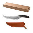 🔪 Faca Artesanal Picanheira Inox – Formato Pena (Feather) com Bainha de Couro