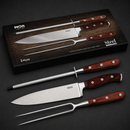 Kit Churrasco Premium Dia dos Pais – Faca, Garfo e Chaira em Aço Inoxidável com Cabo Steel