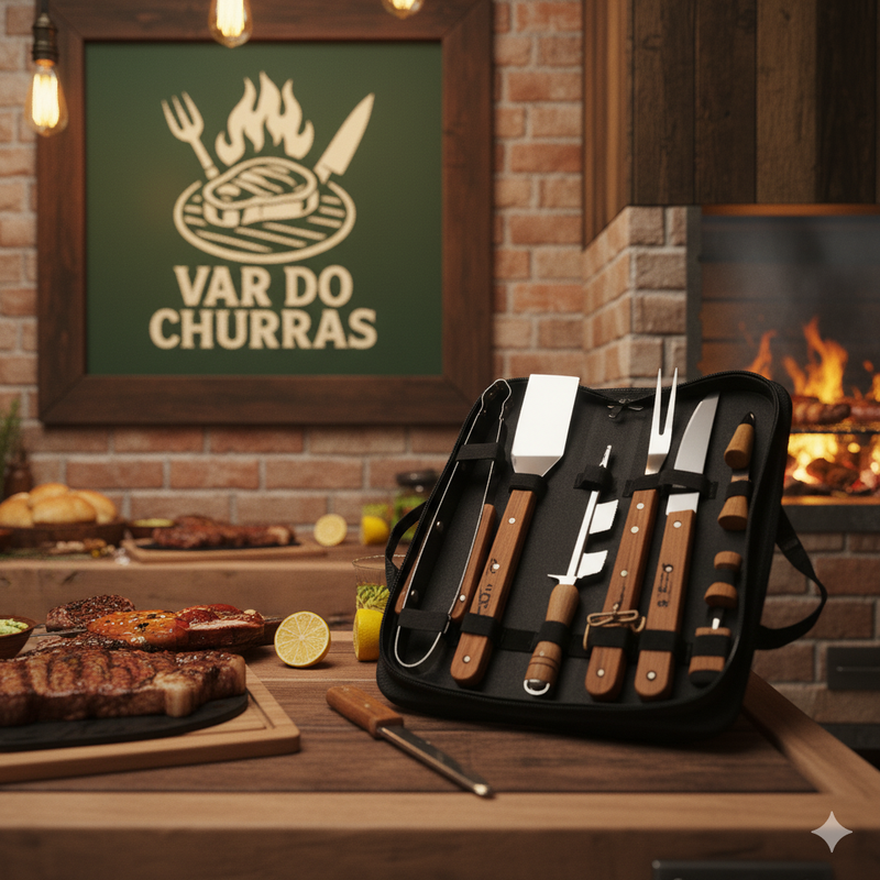 Kit Churrasqueiro Premium 10 Peças – Personalize com Seu Nome