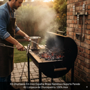 Kit de Limpeza para Churrasqueira 100% Inox – Pá, Rastelo, Espalha Brasa e Suporte de Parede 🔥🧹