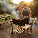 🔥 Churrasqueira Califórnia a Carvão Mor | Portátil com Rodinhas + Grelha + Espetos + Tábua