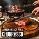 🔥 Faca Artesanal Picanheira 8,5” Inox + Bainha de Couro – Corte Preciso para Churrasco e Cozinha