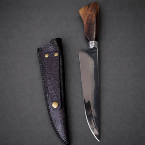 🔥 Faca Artesanal Picanheira 8,5” Inox 420C + Bainha de Couro