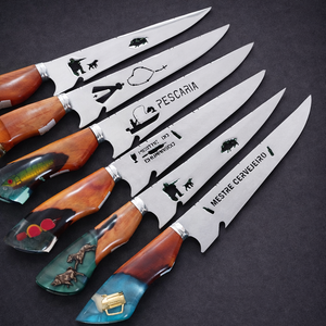 🔥 Faca Artesanal Picanheira + Bainha de Couro – Cabo de Resina Premium