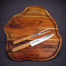 🎁 Kit Churrasco Premium Personalizado | Tábua de Madeira Teca + Faca e Garfo em Inox – Presente Elegante