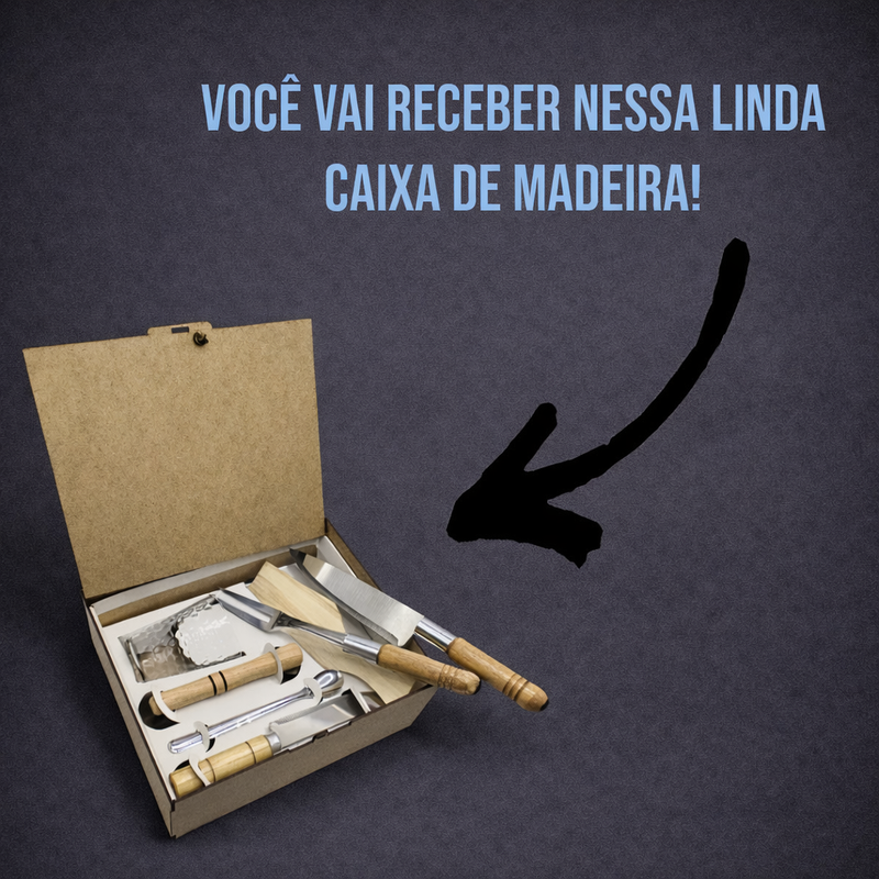 Kit Churrasco Completo + Kit Caipirinha com Caixa MDF – Presente Elegante