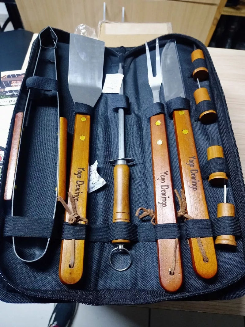 Kit Churrasqueiro Premium 10 Peças – Personalize com Seu Nome
