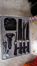 Kit Churrasco 8 Peças Facas Gourmet Inox Corte Navalha Antiaderente