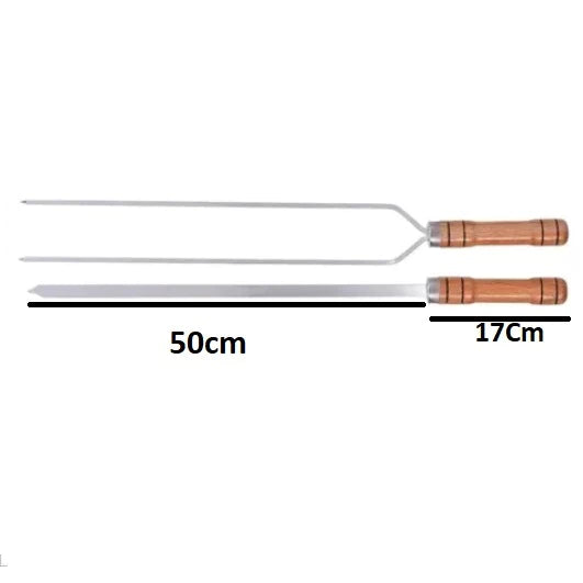 Churrasco Premium: Grelha Dupla + 4 Espetos de Madeira – Perfeito para Carnes, Peixes e Frangos