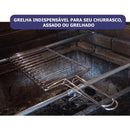 Churrasco Premium: Grelha Dupla + 4 Espetos de Madeira – Perfeito para Carnes, Peixes e Frangos