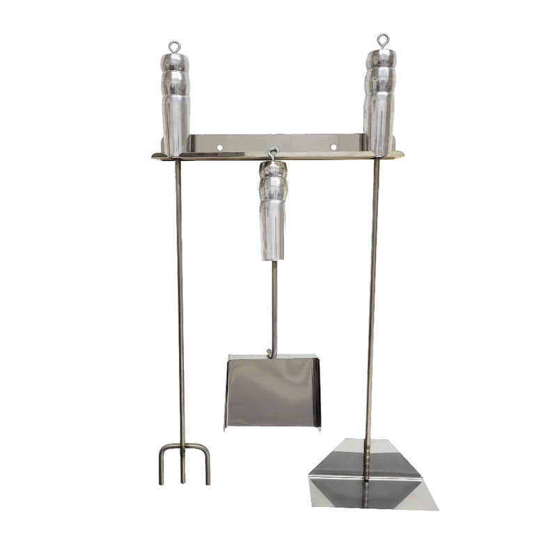 Kit de Limpeza para Churrasqueira 100% Inox – Pá, Rastelo, Espalha Brasa e Suporte de Parede 🔥🧹