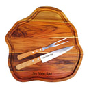 🎁 Kit Churrasco Premium Personalizado | Tábua de Madeira Teca + Faca e Garfo em Inox – Presente Elegante