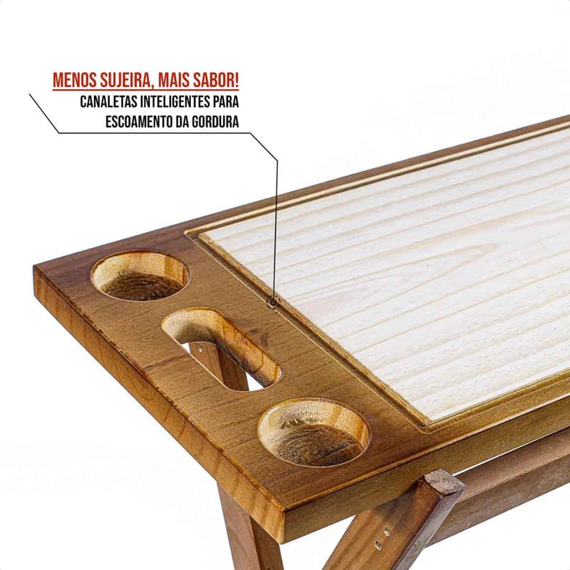 Kit Tábua de Carne + Cavalete Dobrável – Praticidade e Estilo para Seu Churrasco 🍖🔥