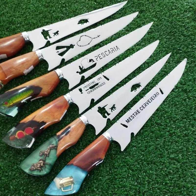 🔥 Faca Artesanal Picanheira + Bainha de Couro – Cabo de Resina Premium