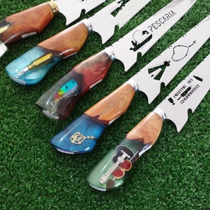 🔥 Faca Artesanal Picanheira + Bainha de Couro – Cabo de Resina Premium