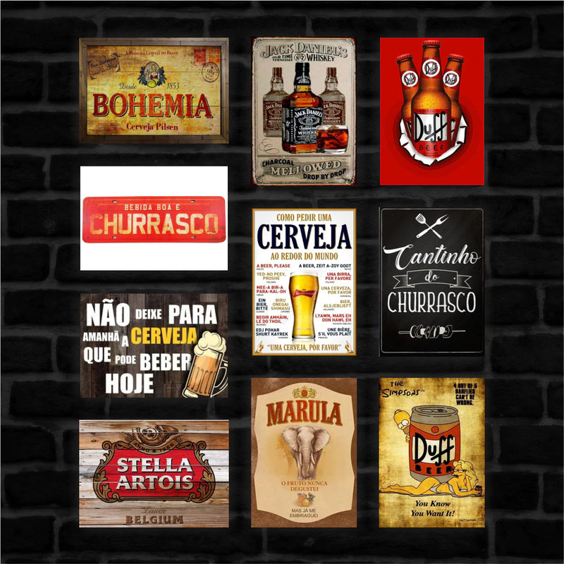 🎨 Kit 10 Quadros Decorativos Cantinho do Churrasco | Área Gourmet