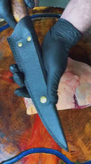 🔥 Faca Artesanal Picanheira 8,5” Inox + Bainha de Couro – Corte Preciso para Churrasco e Cozinha