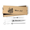 Kit Talher de Churrasco Profissional Personalizado a Laser – 3 Peças com Caixa MDF