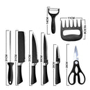 Kit Churrasco 8 Peças Facas Gourmet Inox Corte Navalha Antiaderente