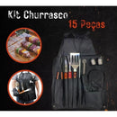 Kit Churrasqueiro Profissional 15 Peças com Avental e Luva Térmica – D.K.L